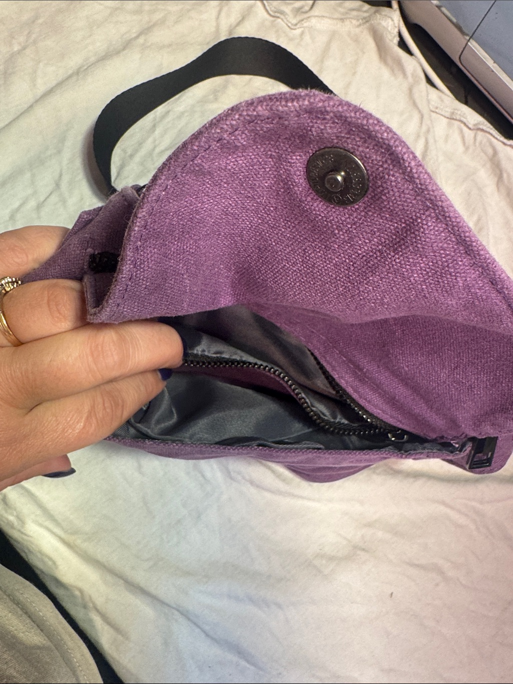 Casual Purple Canvas Crossbody Travel Bag With Adjustable Strap — image 2 of 4